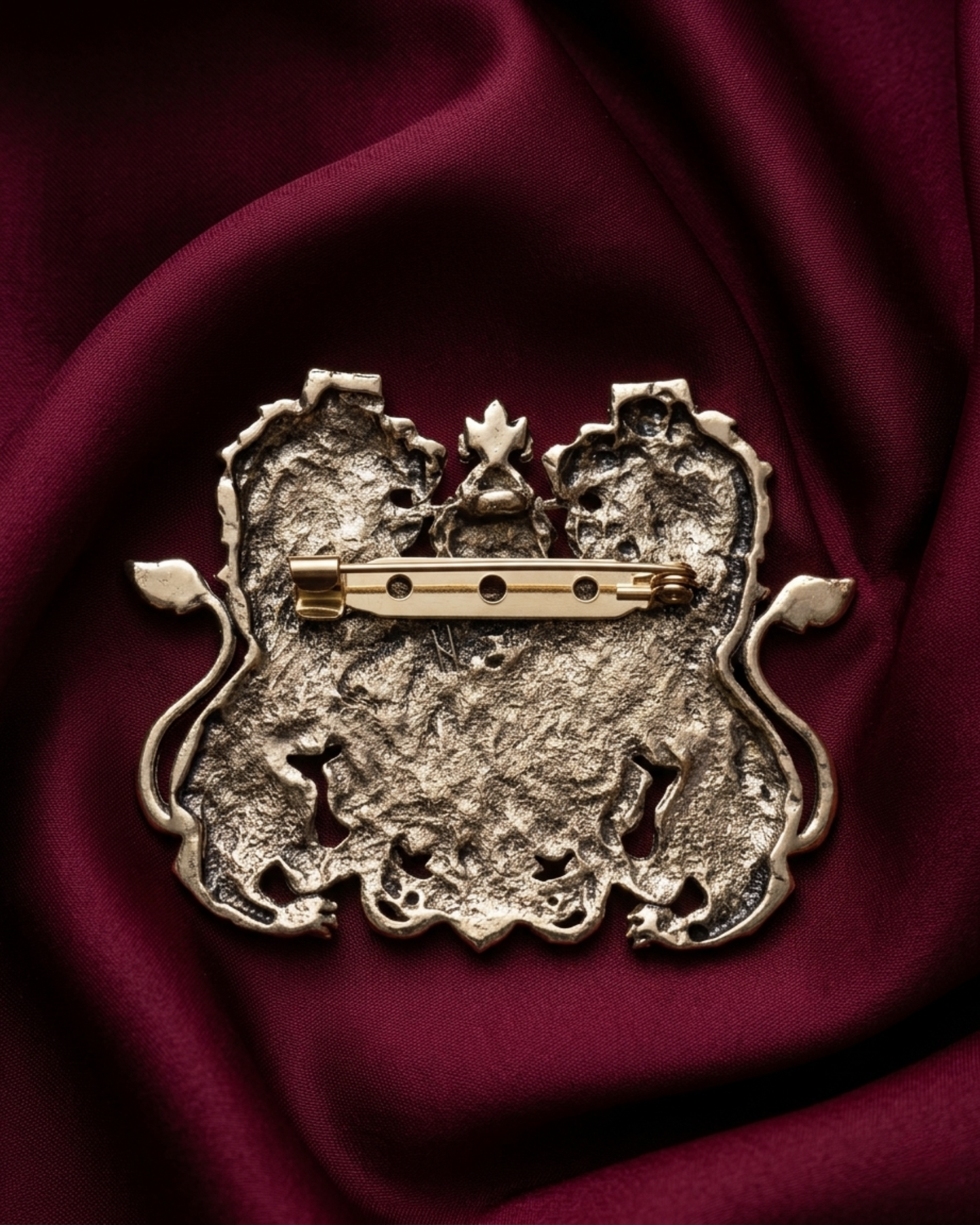 Twin Lion Crest Brooch