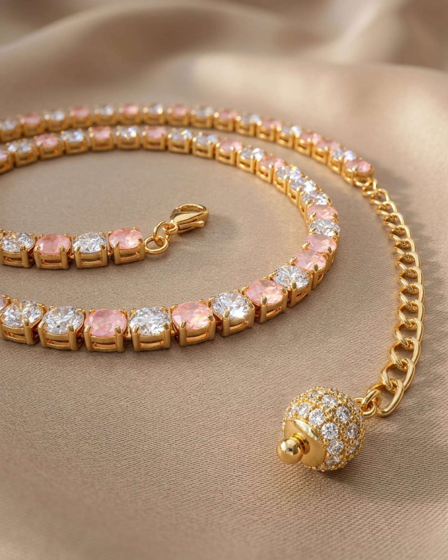 Rosé Dream American Diamond Tennis Necklace