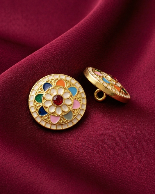 Navratna Meenakari Button Set