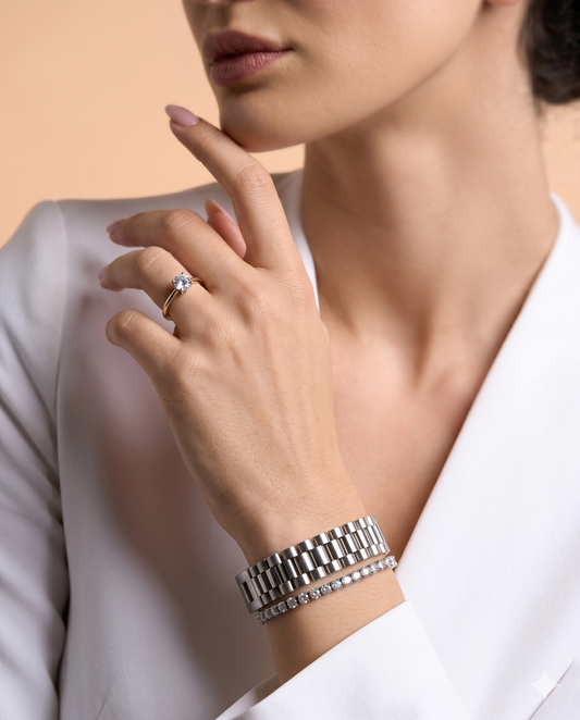 Silver Regalia Watchlink-Classic Tennis Stack