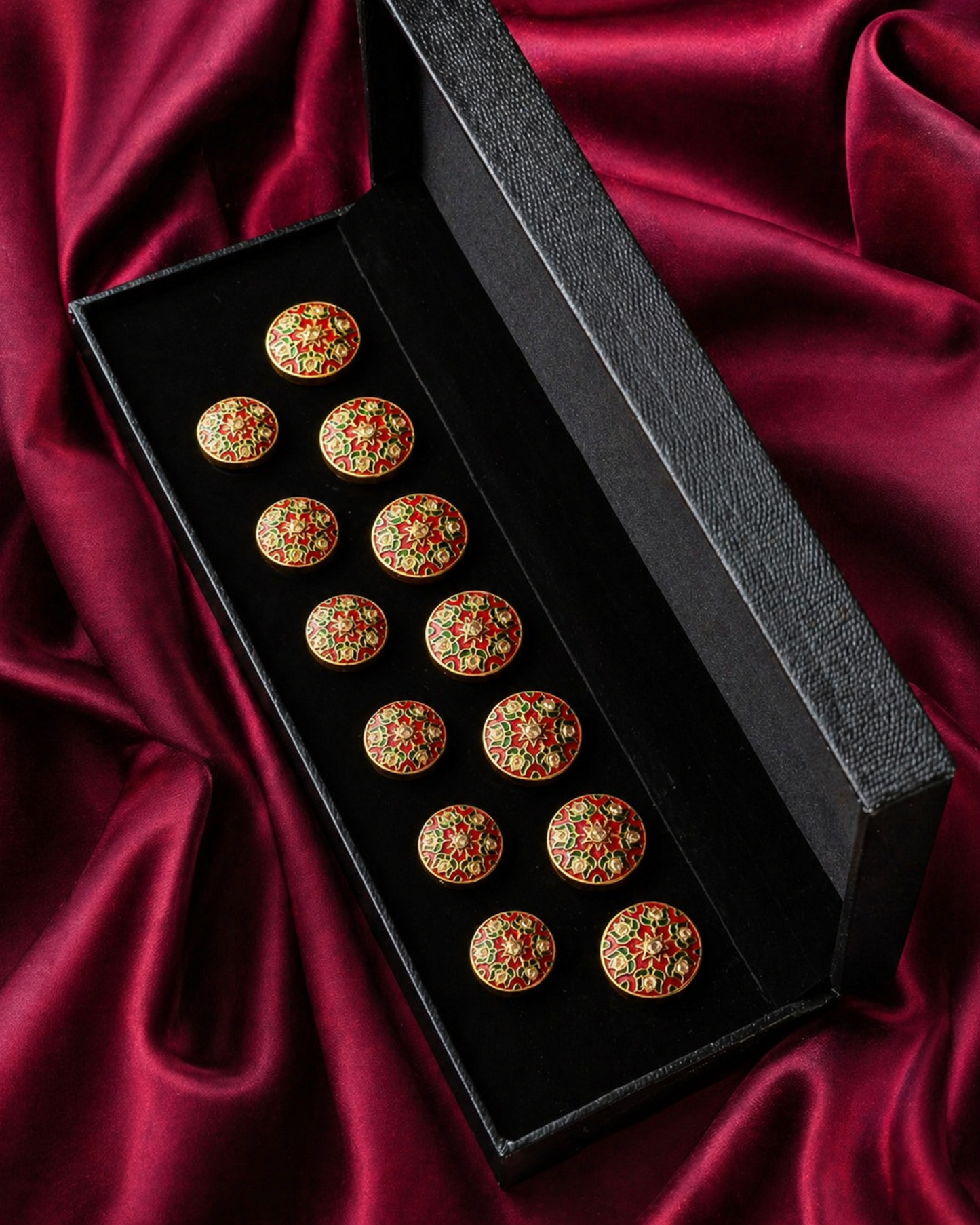 Udaipur Garden Meenakari Button Set