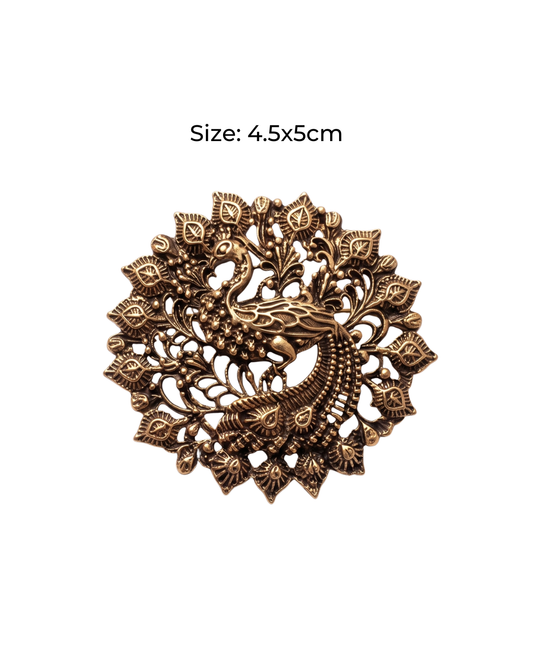 Royal Mayura Antique Brass Peacock Brooch