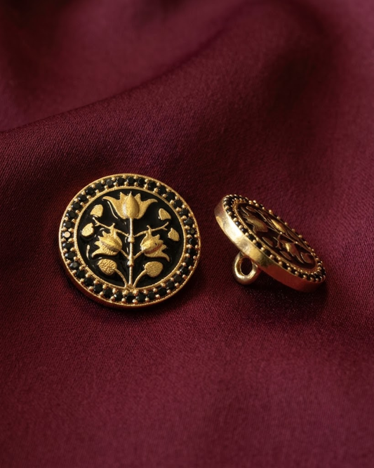 Midnight Tulip Meenakari Button Set