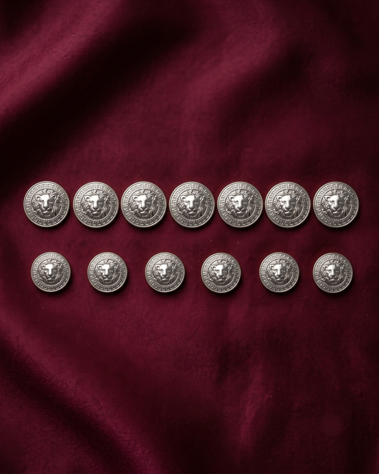 Lion Metal Button Set - Grey