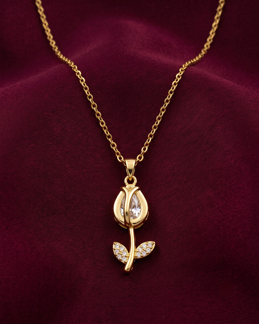 Rose 18K Gold Plated Stainless Steel Necklace
