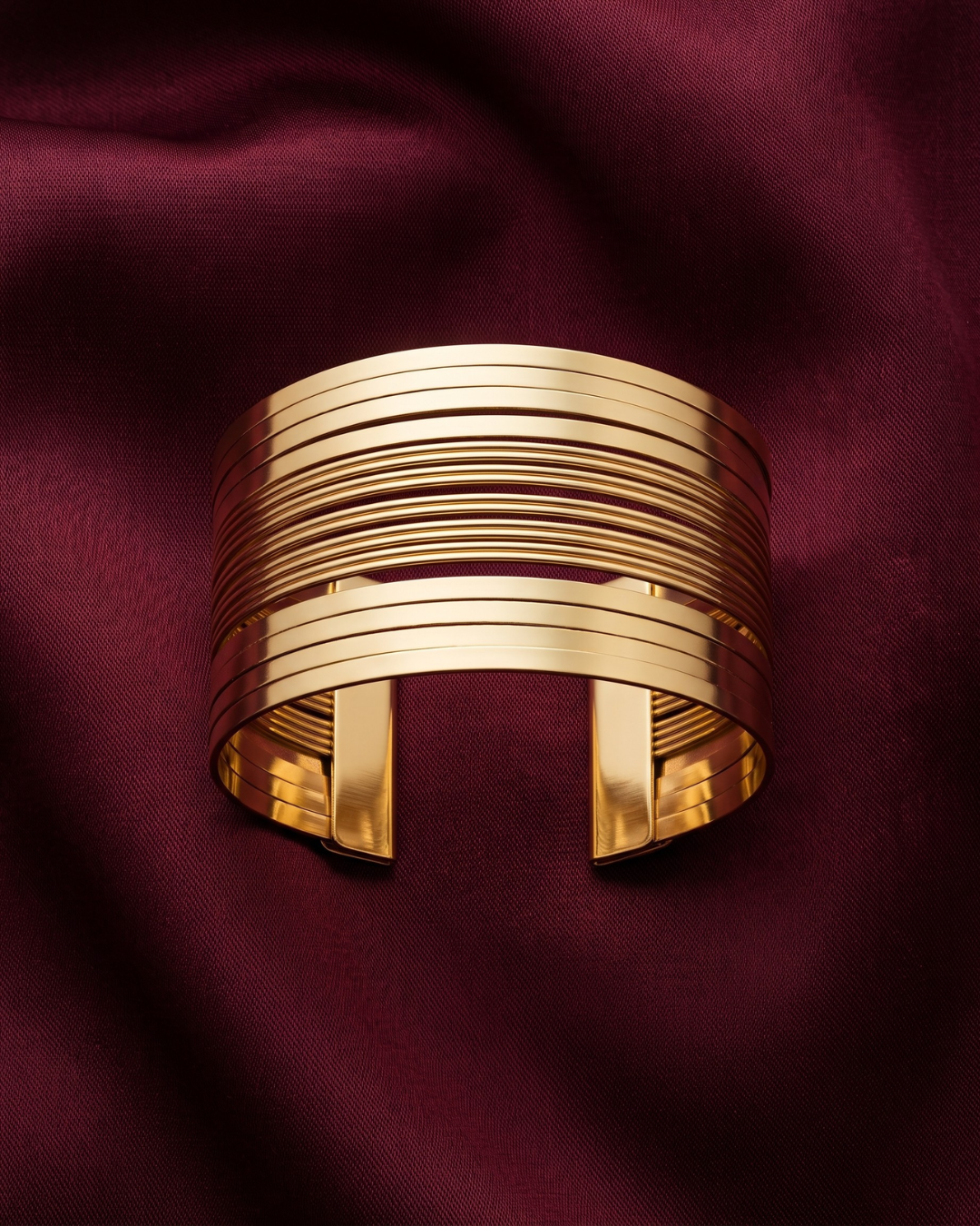 Coil Wire Gold-Plated Cuff Bangle