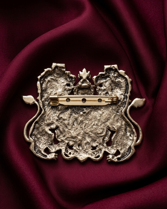 Twin Lion Crest Brooch