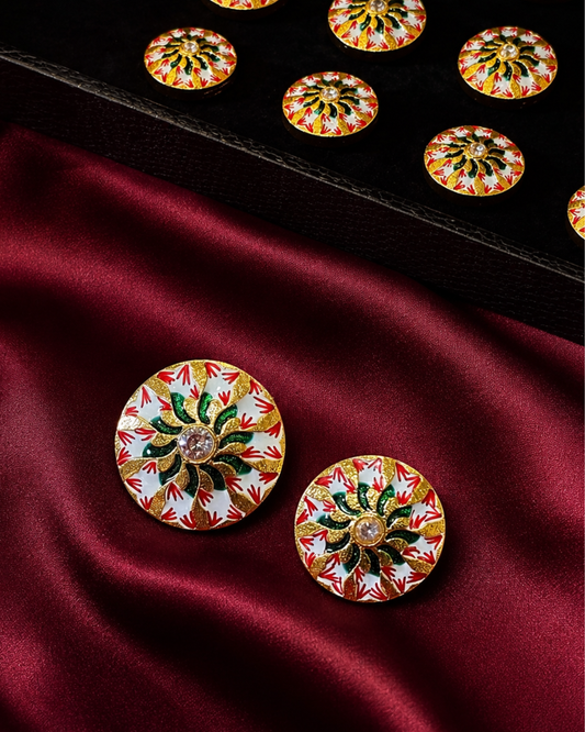 Festive Bloom Meenakari Button Set