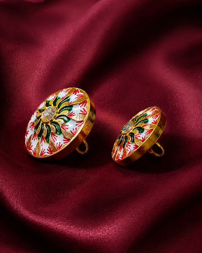 Festive Bloom Meenakari Button Set