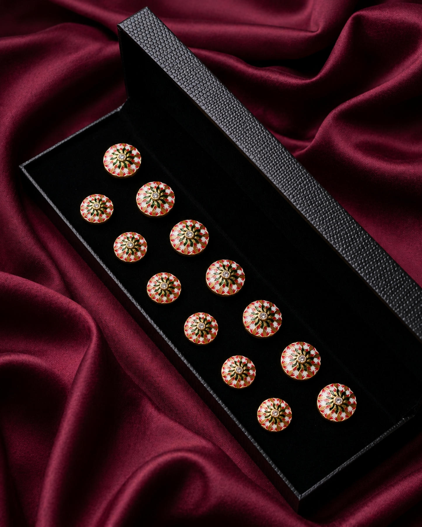 Festive Bloom Meenakari Button Set