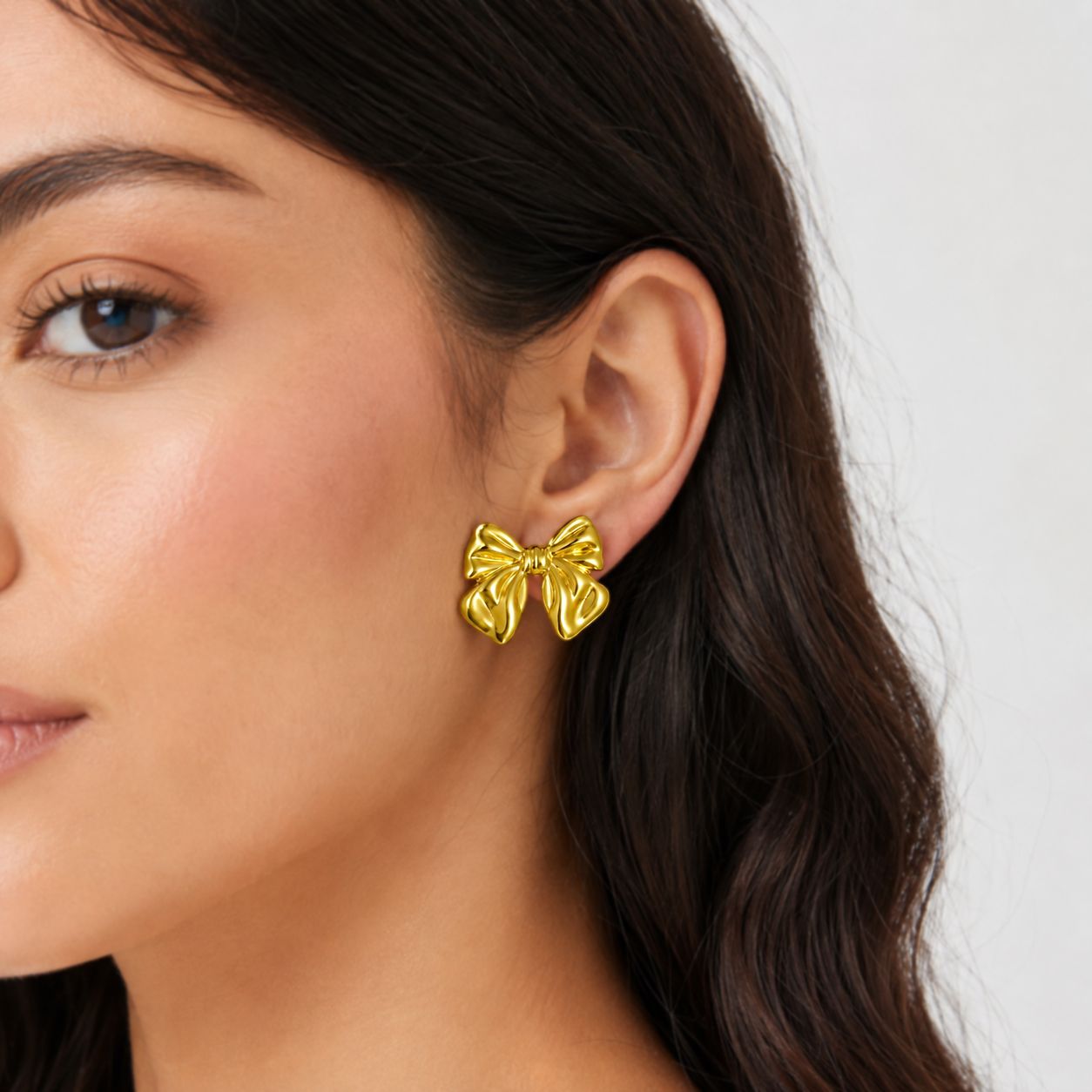 Bow 18K Gold-Plated Stainless Steel Earrings
