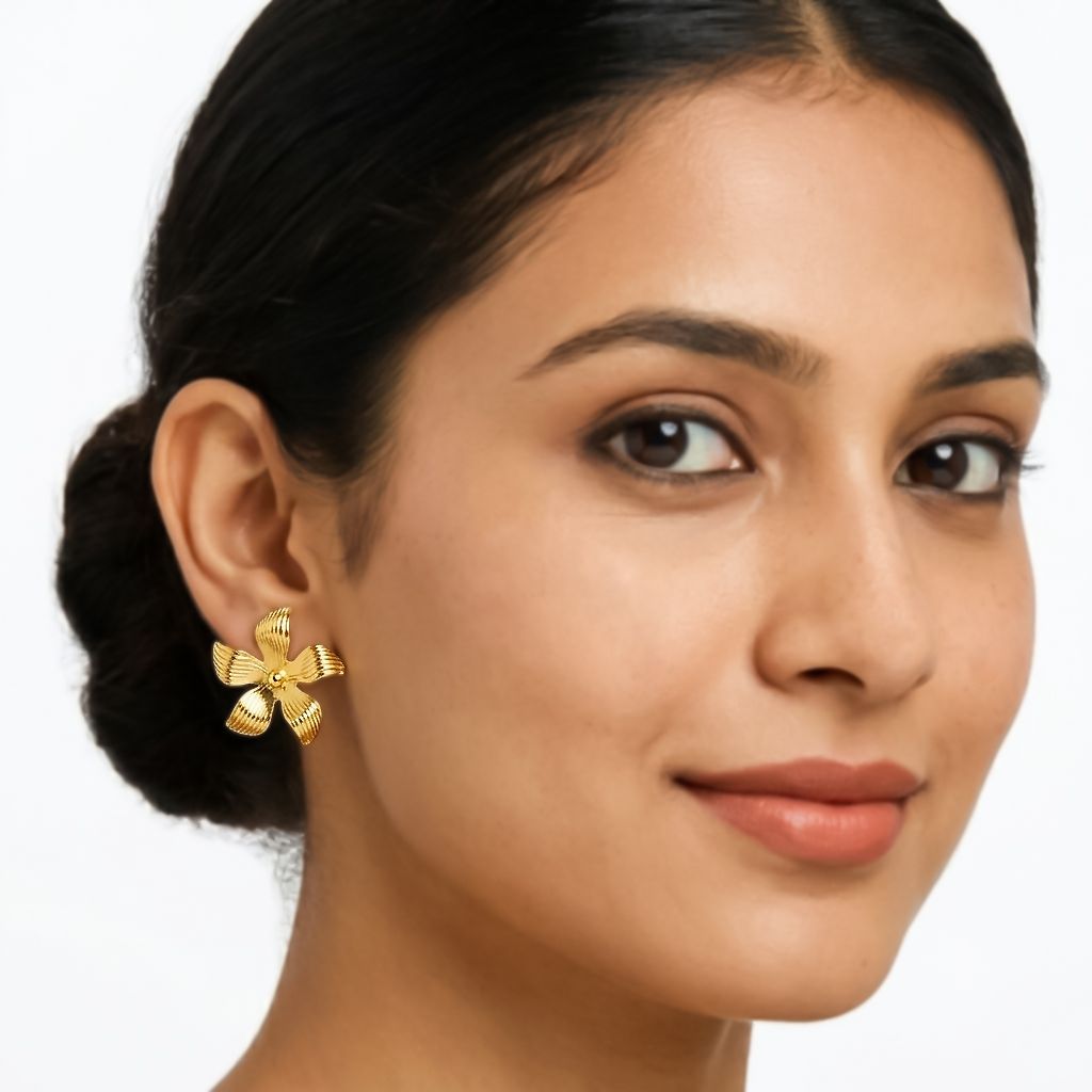Siena Floral 18K Gold-Plated Stainless Steel Earrings
