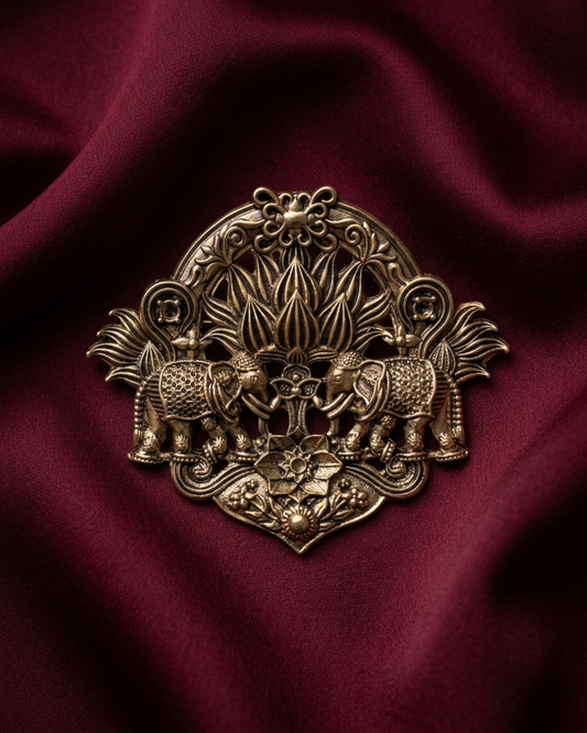 Rajwada Elephant Lotus Brooch
