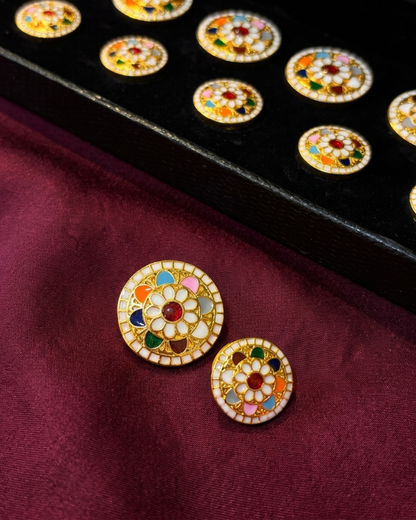 Navratna Meenakari Button Set