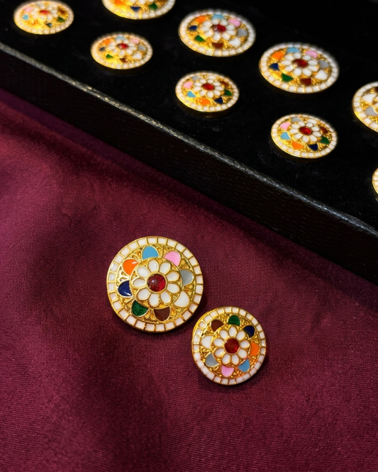 Navratna Meenakari Button Set