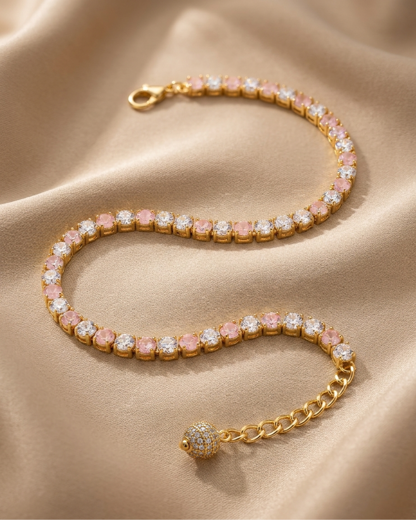 Rosé Dream American Diamond Tennis Necklace