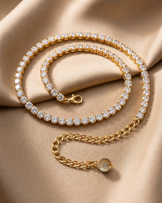 The Diana Sparkle AAA American Diamond Tennis Necklace