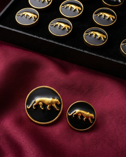 Onyx Panther Meenakari Button Set