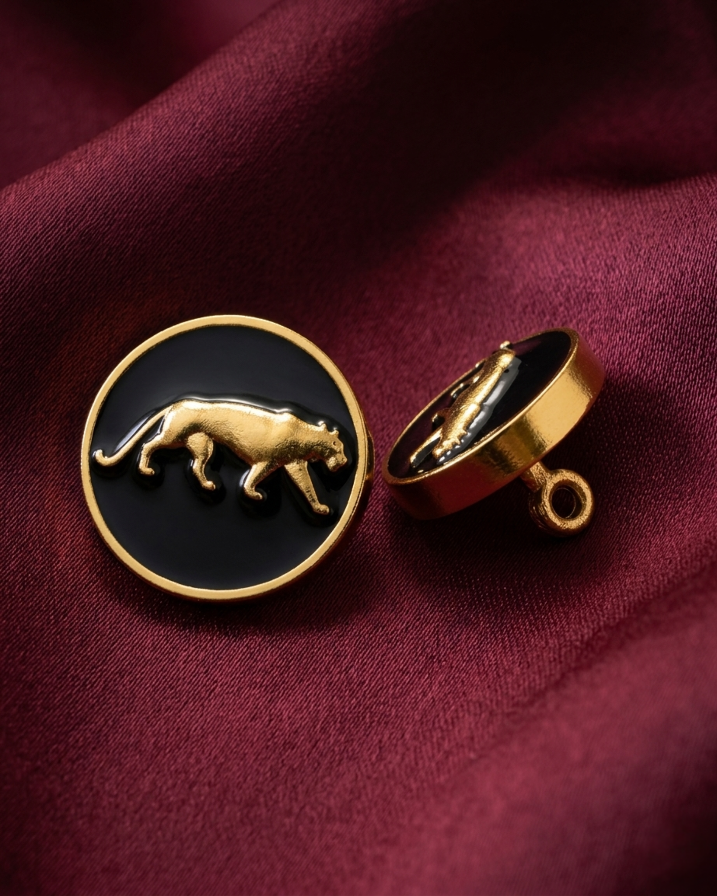 Onyx Panther Meenakari Button Set