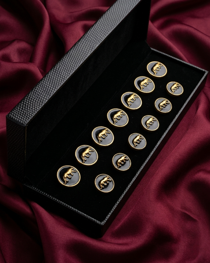 Onyx Panther Meenakari Button Set