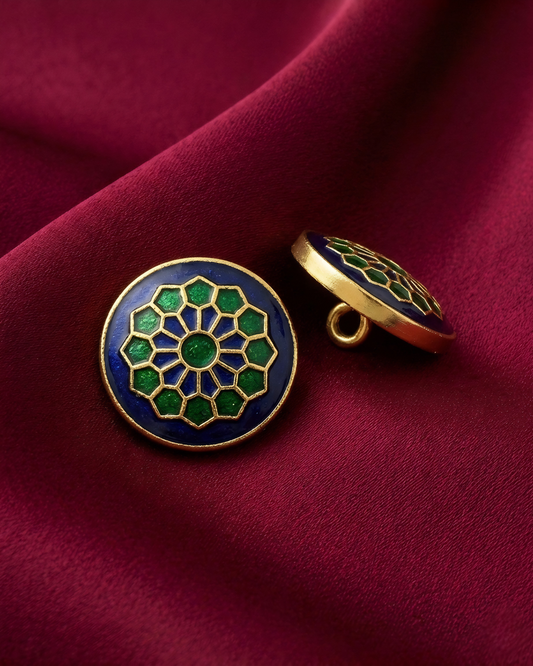 Indigo Emerald Mandala Meenakari Button Set