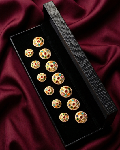 Navratna Meenakari Button Set