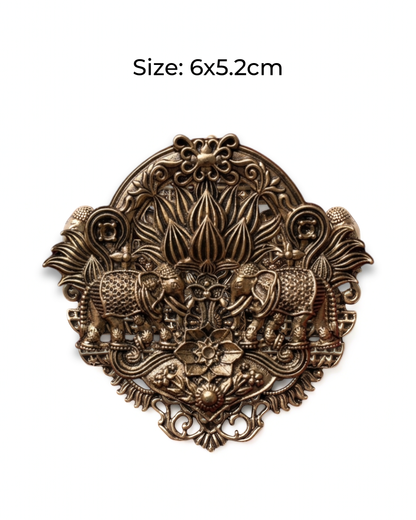 Rajwada Elephant Lotus Brass Brooch