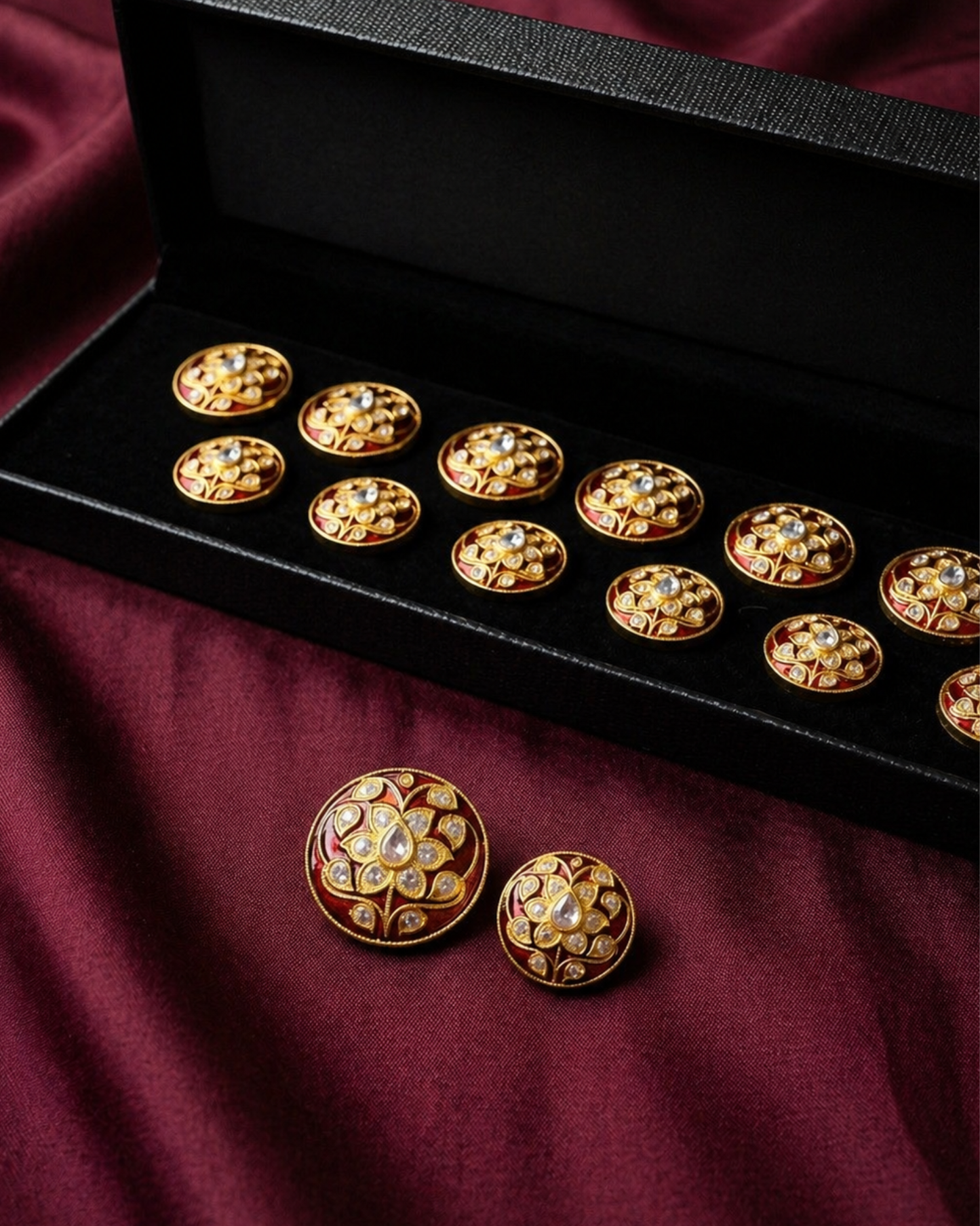 Gul-e-Ruby Meenakari Button Set