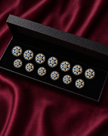 Royal Indigo Jasmine Meenakari Button Set