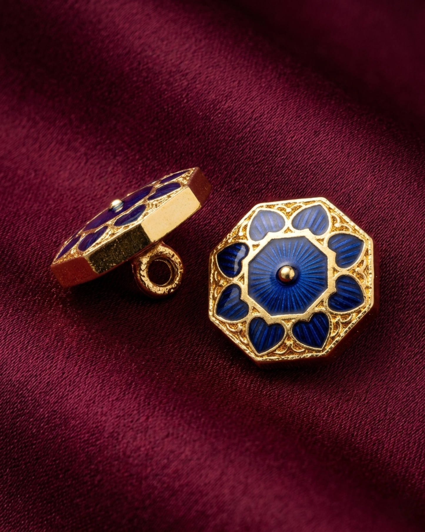 Sunburst Royal Blue Meenakari Button Set