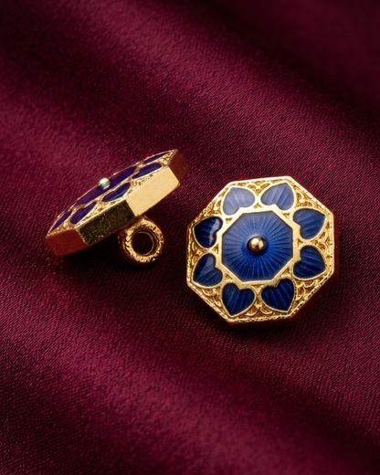 Sunburst Royal Blue Meenakari Button Set