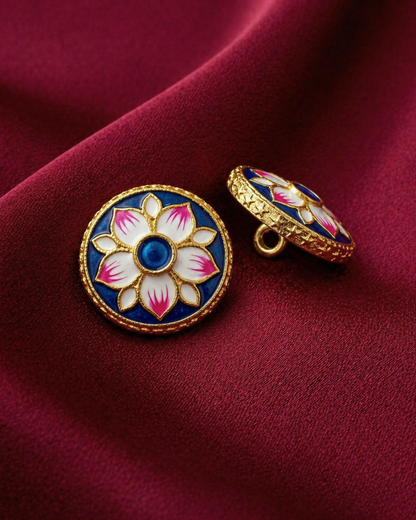 Midnight Lotus Meenakari Button Set