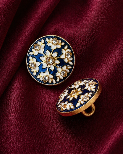 Royal Indigo Jasmine Meenakari Button Set