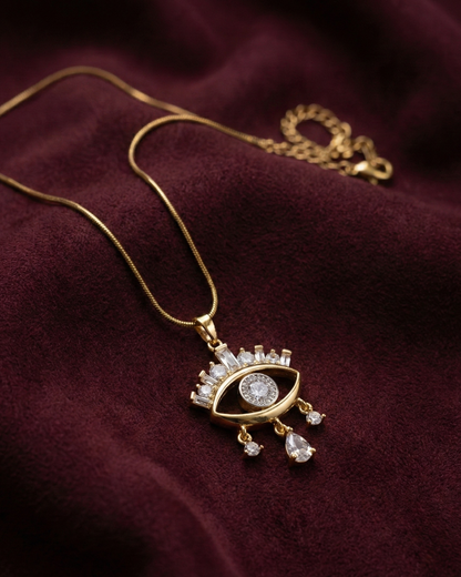Maestra Astra 18k gold-plated evil eye necklace for women, waterproof and anti-tarnish protection jewelry.