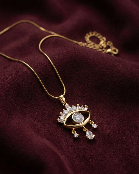 Maestra Astra 18k gold-plated evil eye necklace for women, waterproof and anti-tarnish protection jewelry.