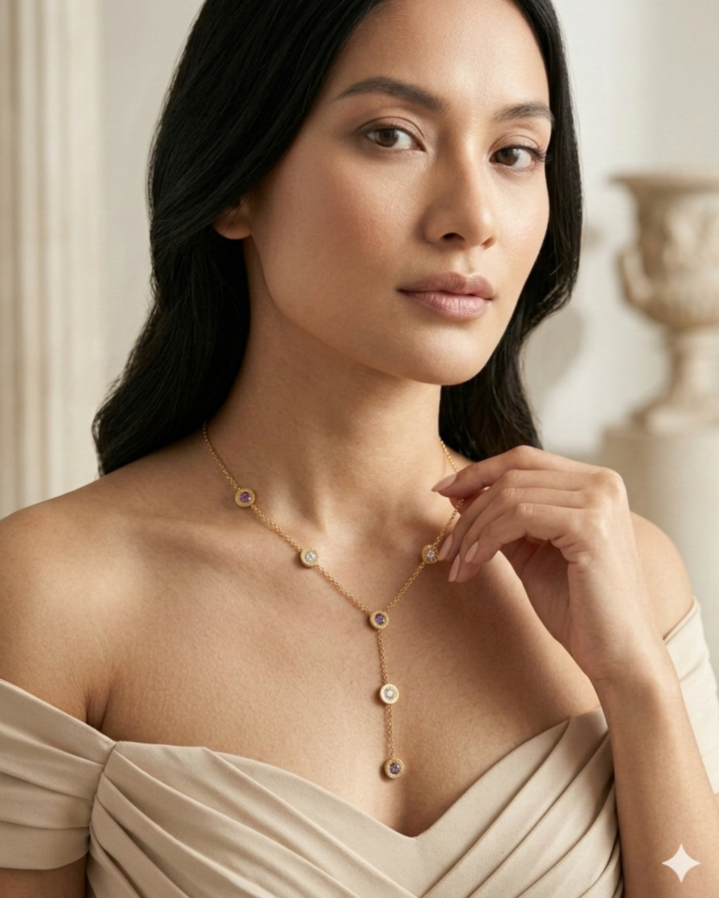 Maestra Hestia 18k gold-plated Roman numeral coin necklace, vintage-style waterproof protection jewelry.