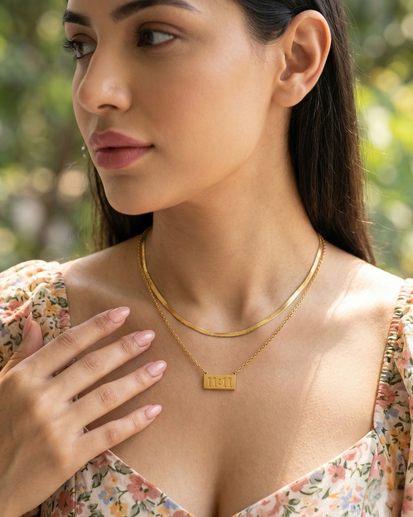 Maestra 11:11 Manifest 18k gold-plated layered necklace stack, angel number manifestation jewelry, waterproof.