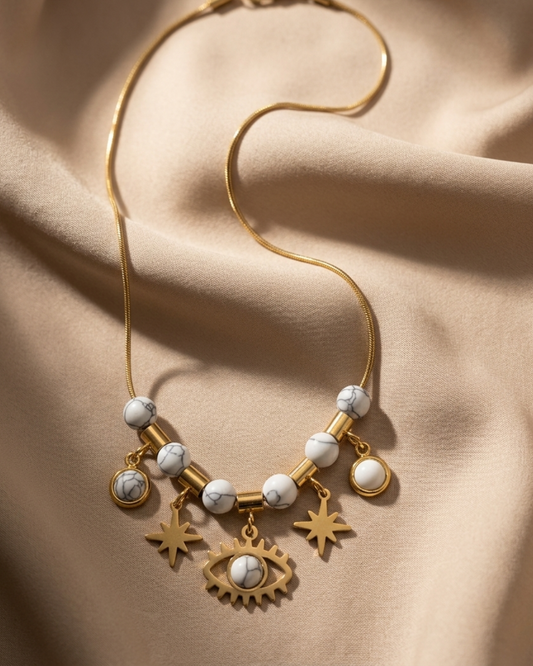 White Evil Eye Charm Necklace