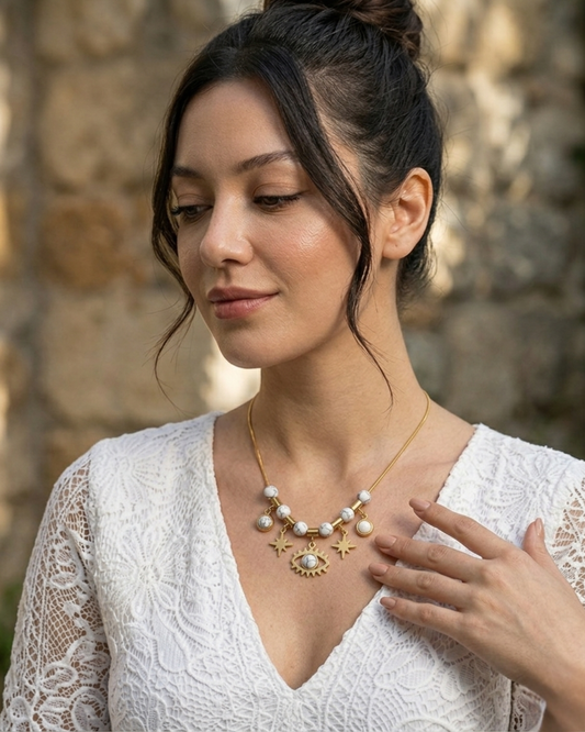 White Evil Eye Charm Necklace