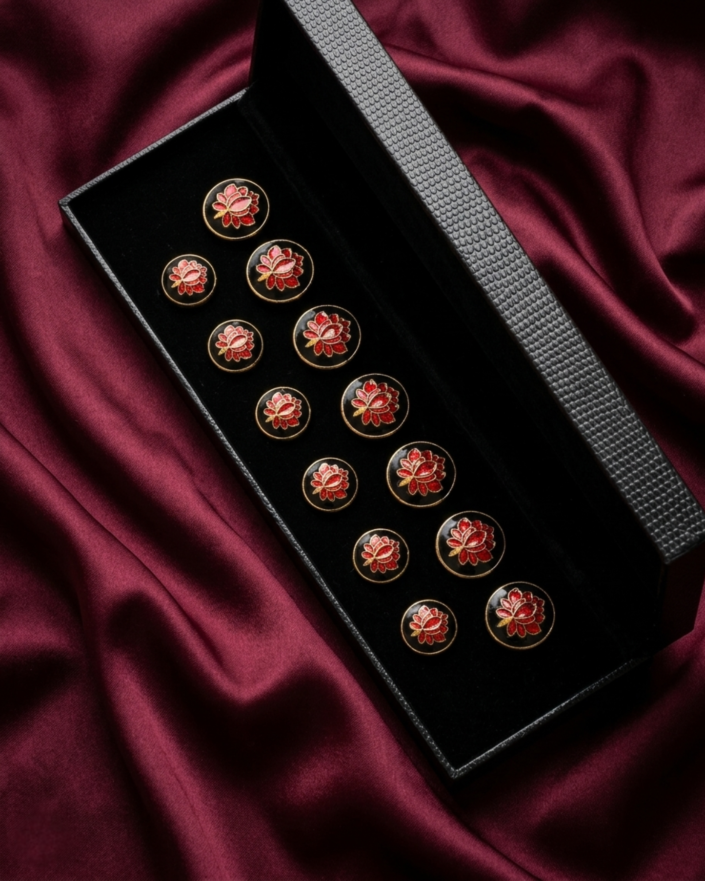 Padma Regal Meenakari Lotus Button Set