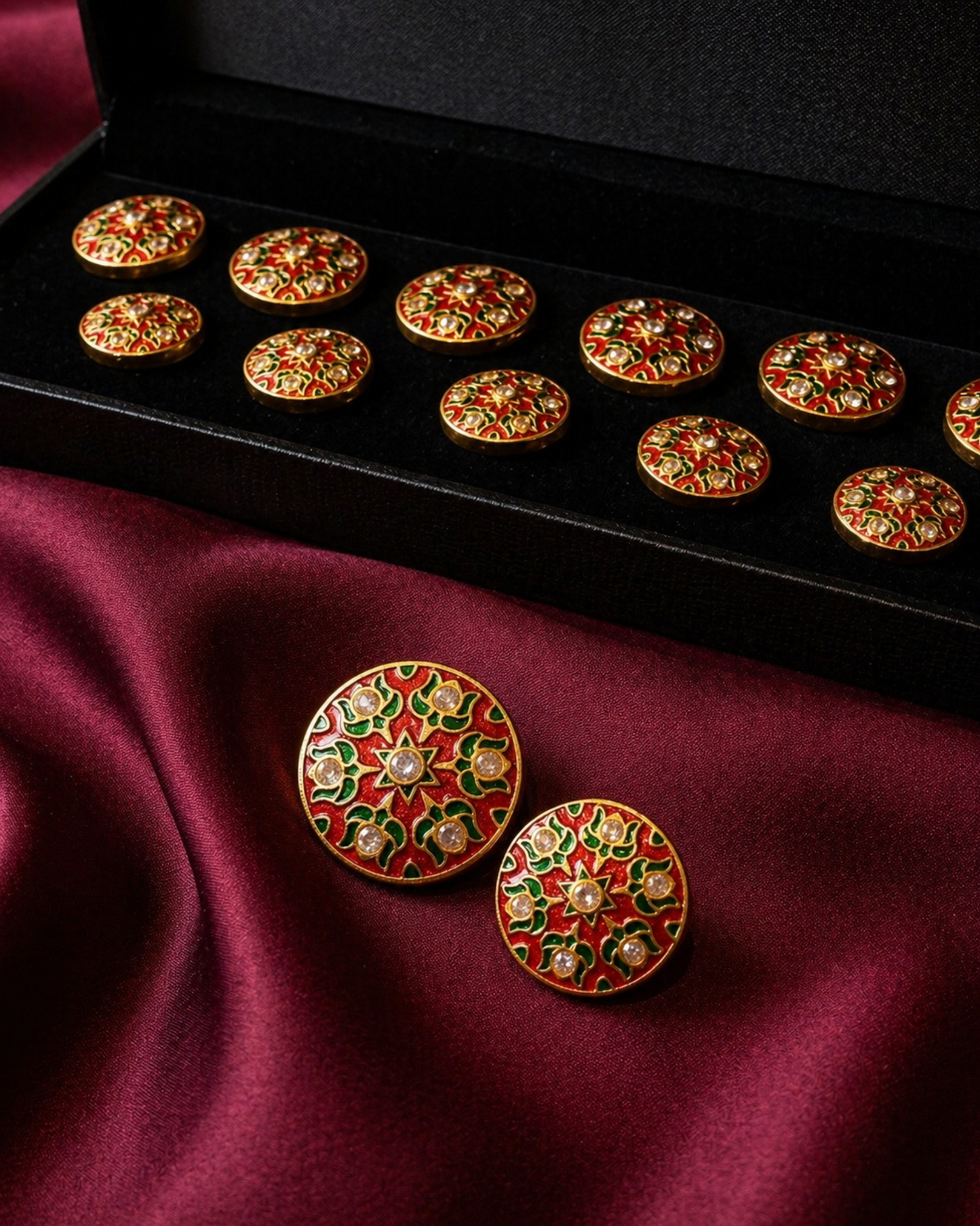 Udaipur Garden Meenakari Button Set