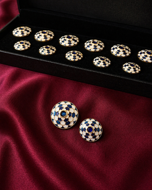 Royal Marwar Meenakari Scalloped Button Set