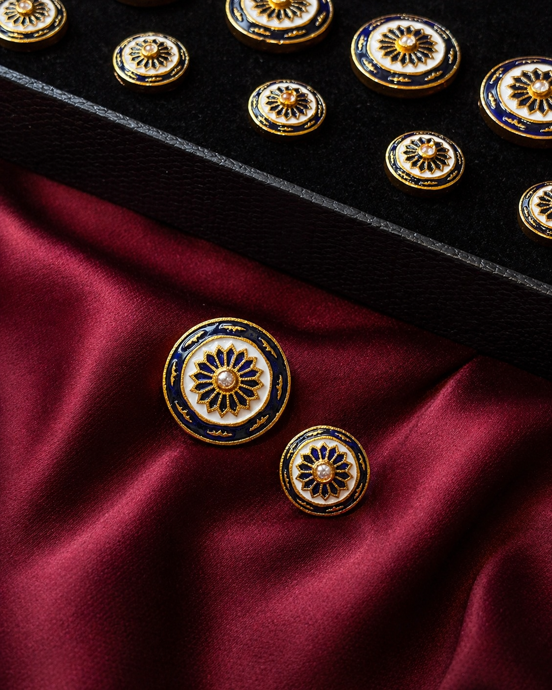 Sapphire Bloom Meenakari Button Set