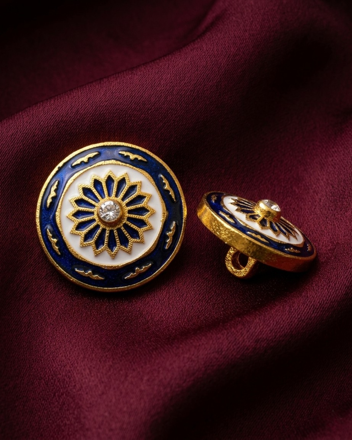 Sapphire Bloom Meenakari Button Set
