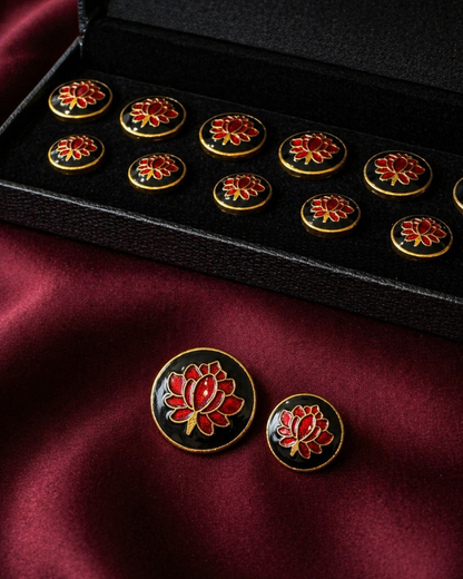 Padma Regal Meenakari Lotus Button Set