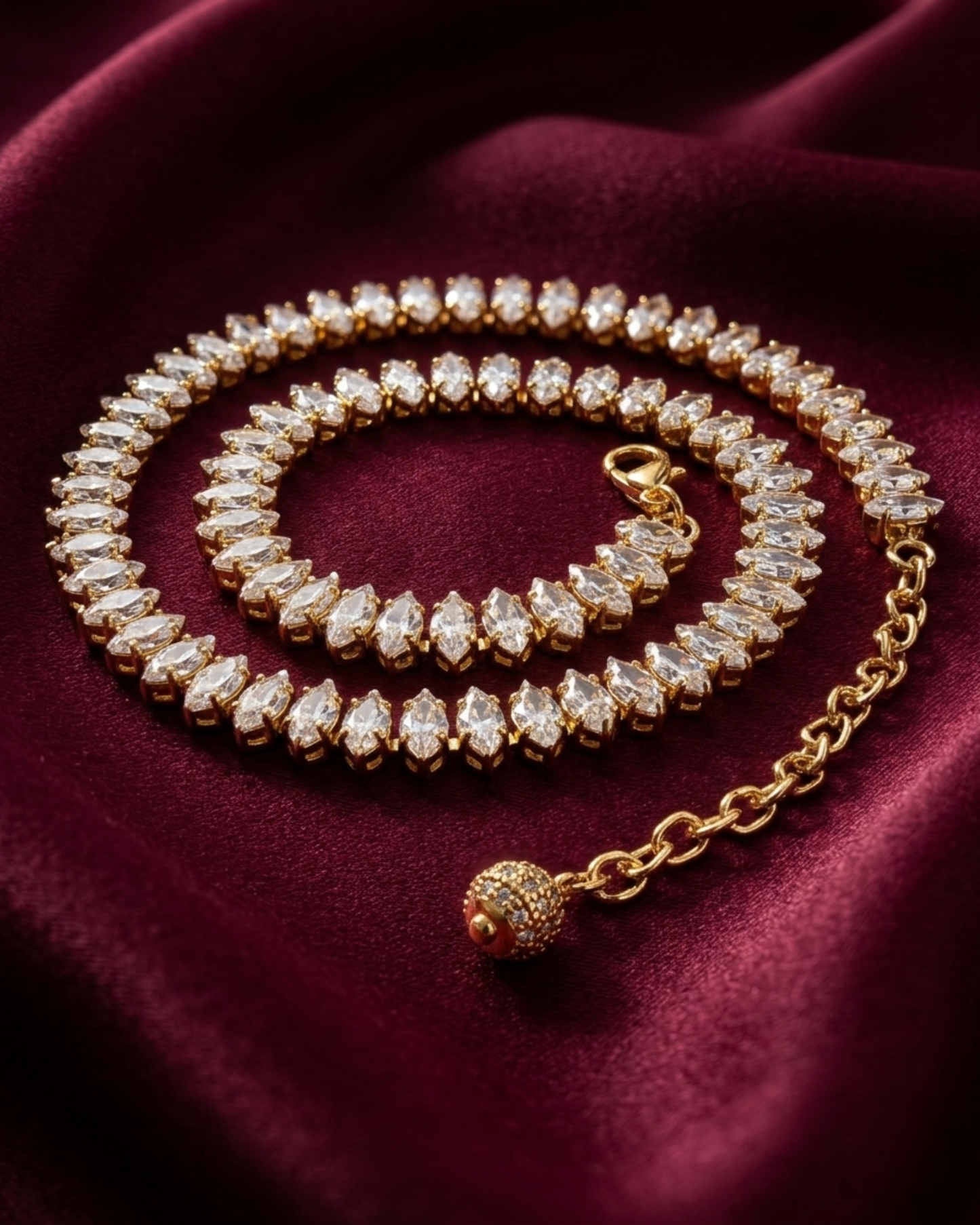 Ethereal Marquise AAA American Diamond Tennis Necklace