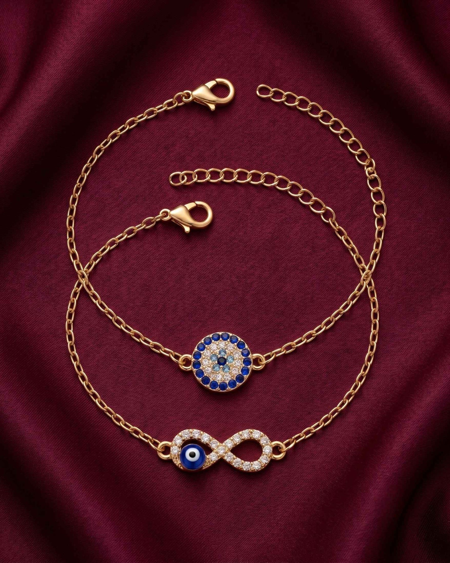 Kira Evil Eye Infinity & Studded Charm Bracelet Set