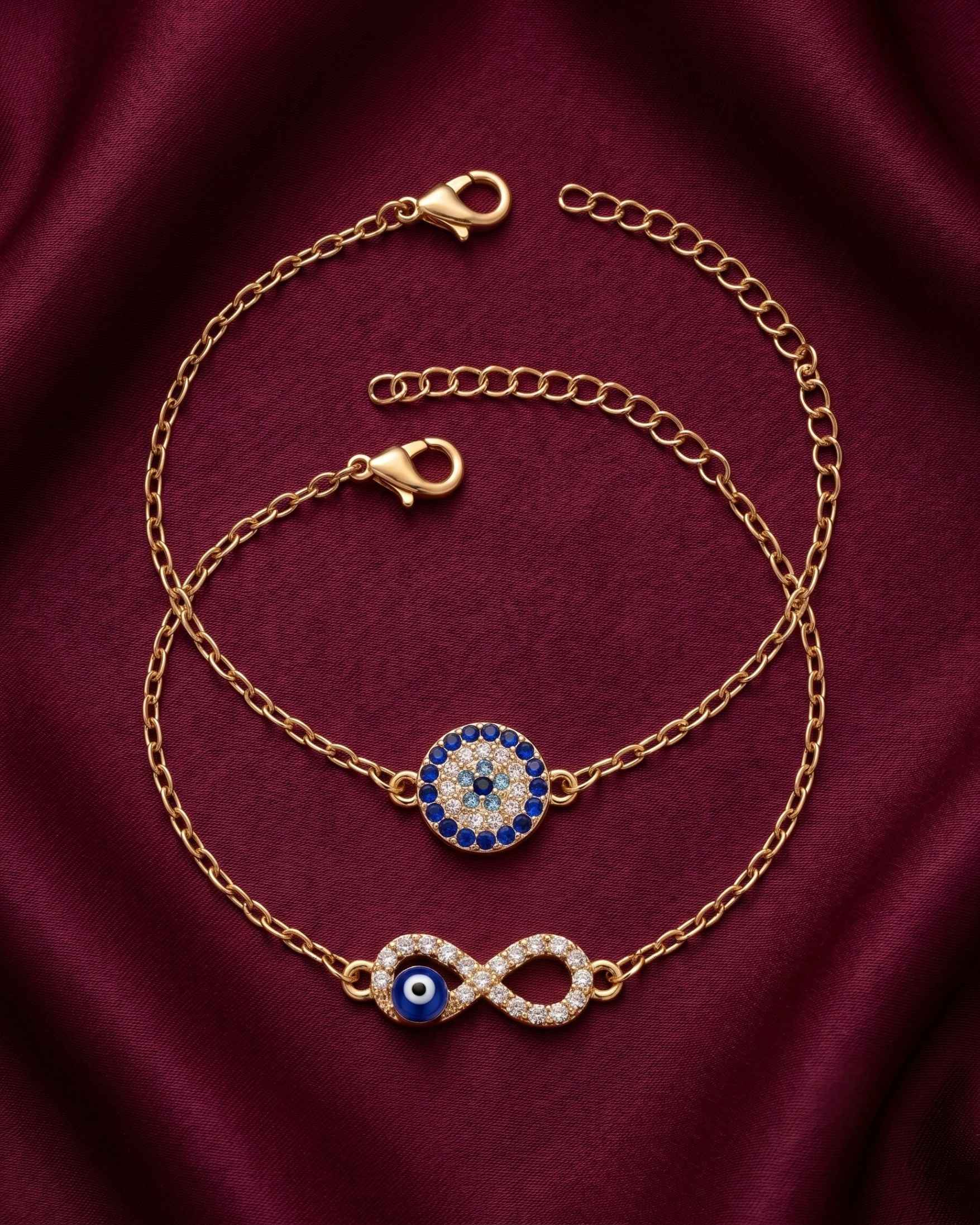 Kira Evil Eye Infinity & Studded Charm Bracelet Set