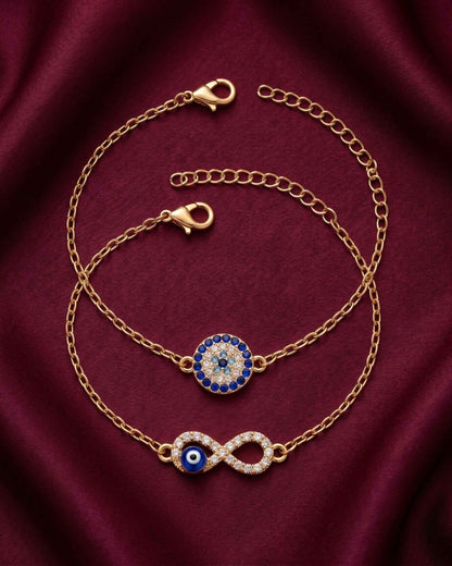 Kira Evil Eye Infinity & Studded Charm Bracelet Set