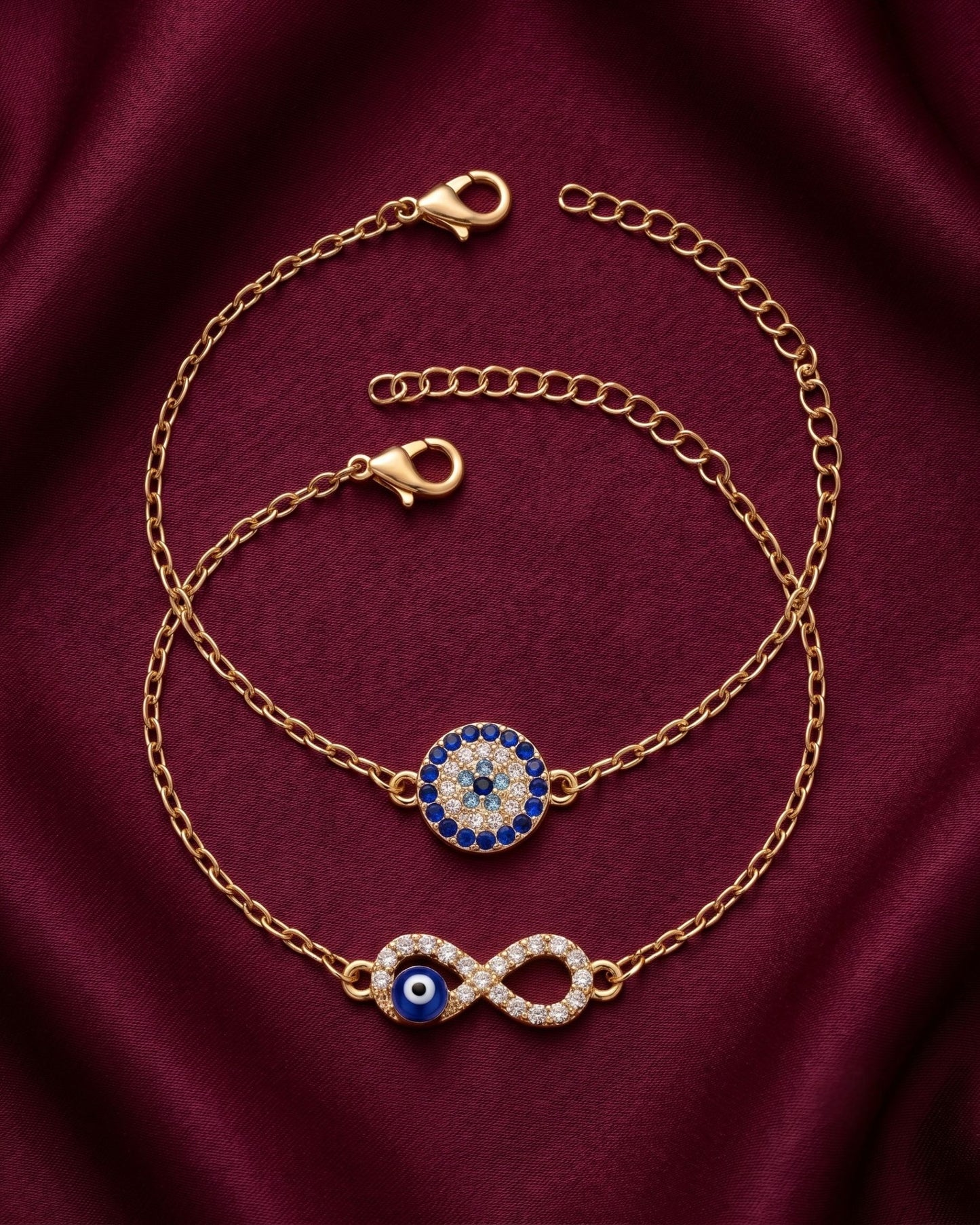 Kira Evil Eye Infinity & Studded Charm Bracelet Set